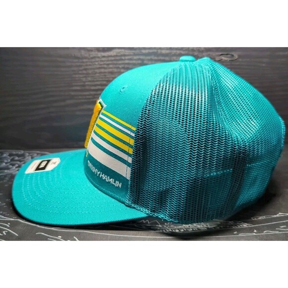 New NASCAR Denny Hamlin Striped #11 Mesh Blue Trucker Hat Cap OSFA Adult NWT - Picture 3 of 9